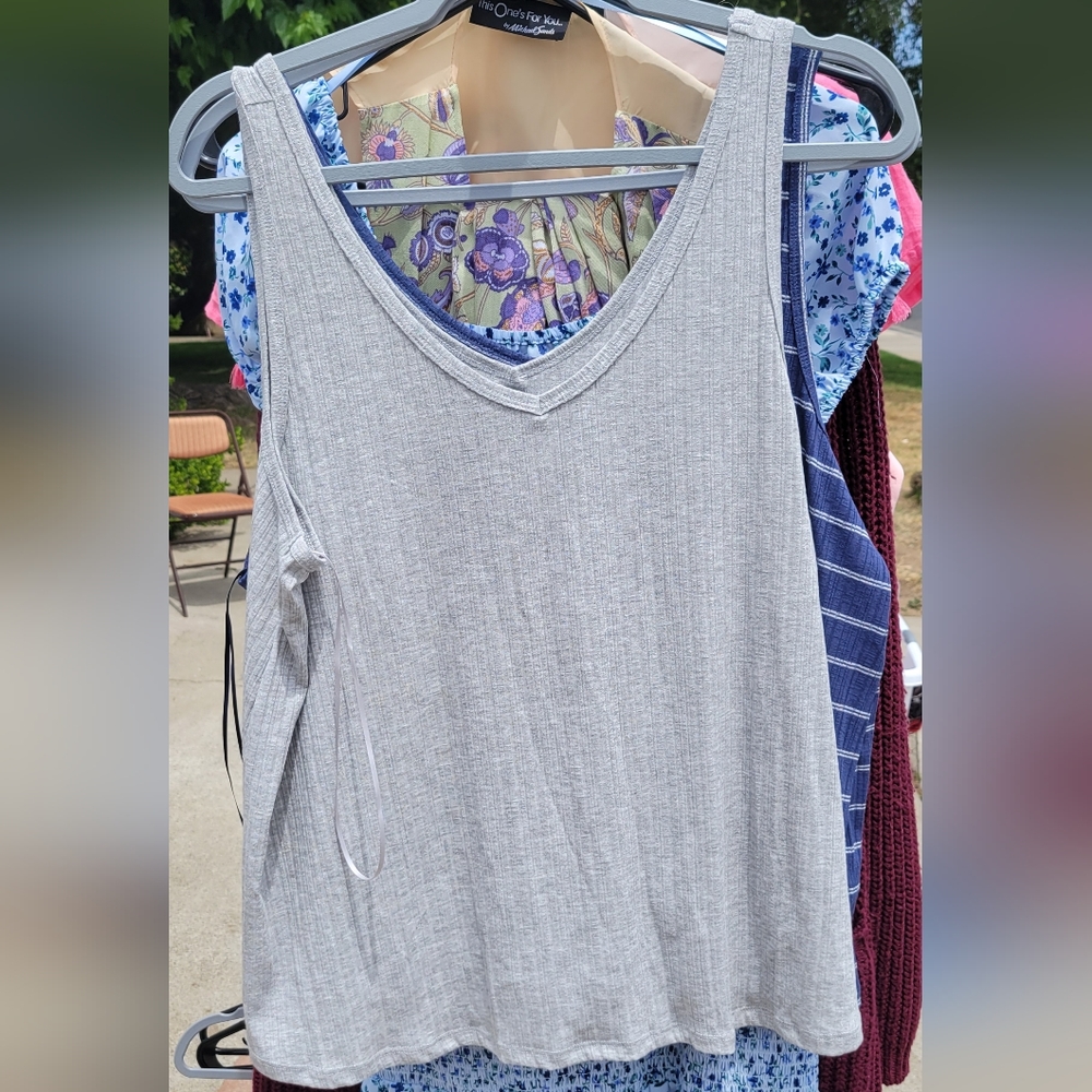 Grey Textured Tank Top